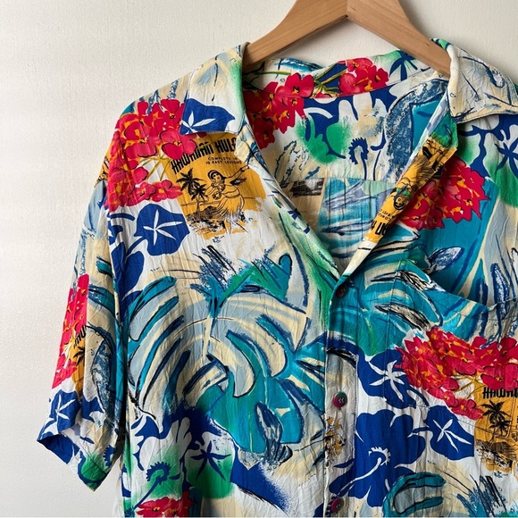 Vintage Jams World Hawaiian Hula Floral Short Sleeve Button Up Shirt - Picture 2 of 7